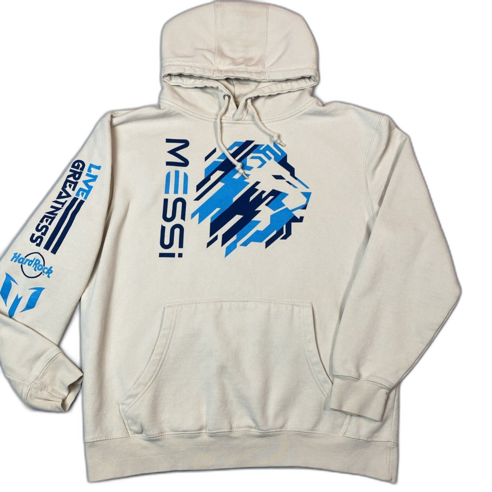 Leo Messi Live Greatness 50th Anniversary Men's Hoodie Size L Hard Rock Cafe